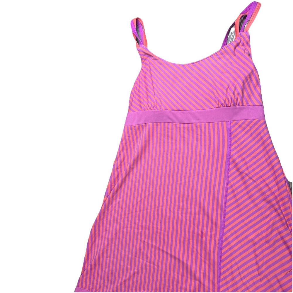 Title Nine Dress Built In Bra Striped Orange Purple Small Nylon Blend